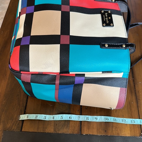 Kate Spade Colorblock Leather Tote Patent Leather Handles - Picture 7 of 14